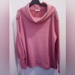 Como Blu Pink Cowl Neck Sweater Size XL